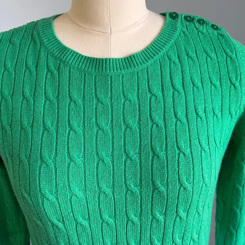 Talbots Green Cable Knit Sweater SZ Small. - Picture 9 of 13